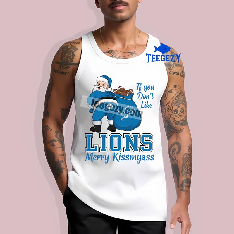 Detroit Lions Merry Kissmyass Santa Funny Personalized Tanktop Detroit Lions Merry Kissmyass Santa Funny Personalized Tanktop