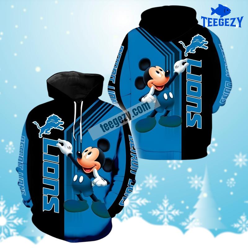 Detroit Lions Mickey Mouse Blue Black Mens 3D Hoodie Detroit Lions Mickey Mouse Blue Black Mens 3D Hoodie