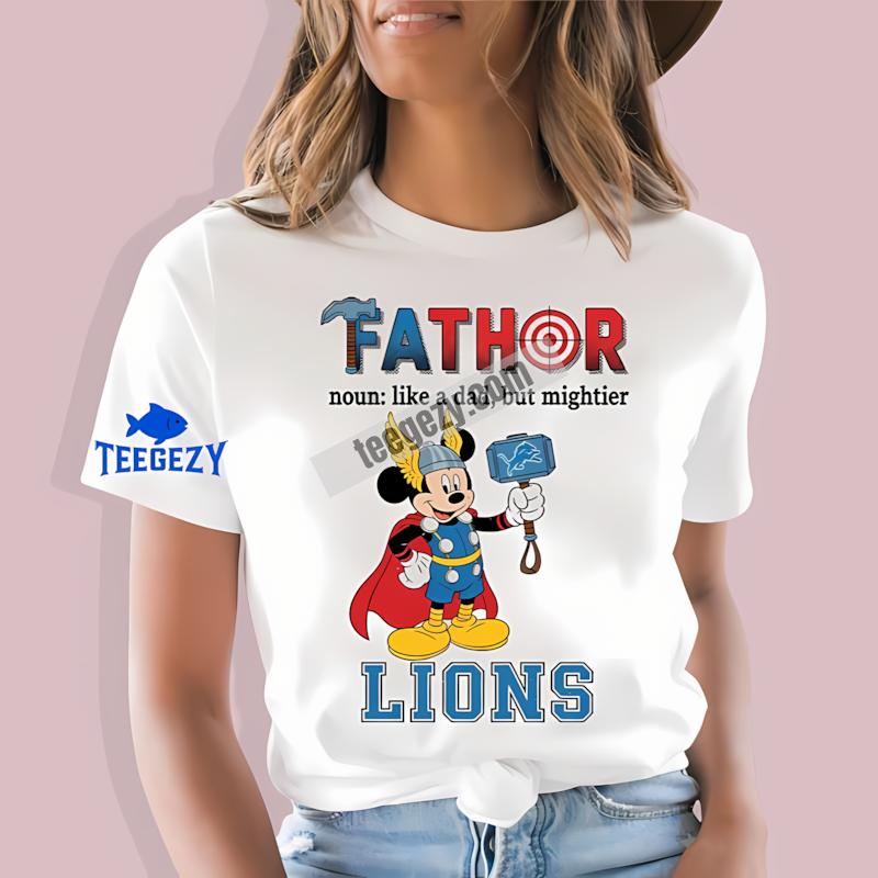 Detroit Lions Mickey Mouse Fathor Graphic T-Shirt Detroit Lions Mickey Mouse Fathor Graphic T-Shirt