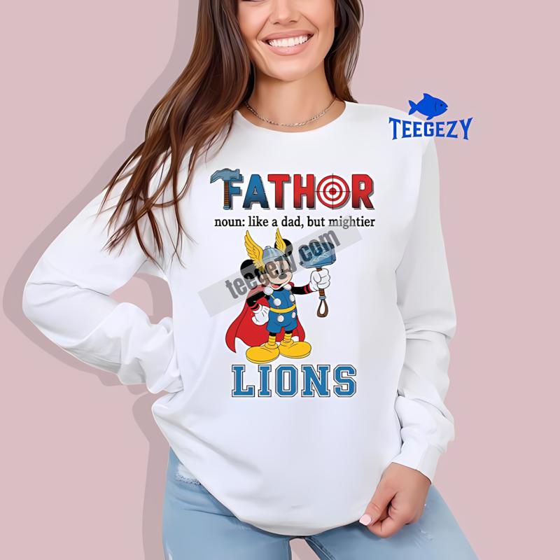 Detroit Lions Mickey Mouse Fathor Graphic Long Sleeve Detroit Lions Mickey Mouse Fathor Graphic Long Sleeve