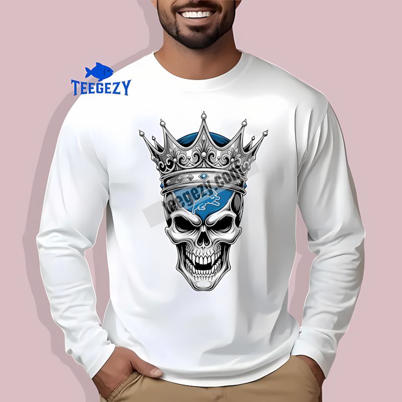 Detroit Lions Skull Crown Dark Grunge Long Sleeve Detroit Lions Skull Crown Dark Grunge Long Sleeve