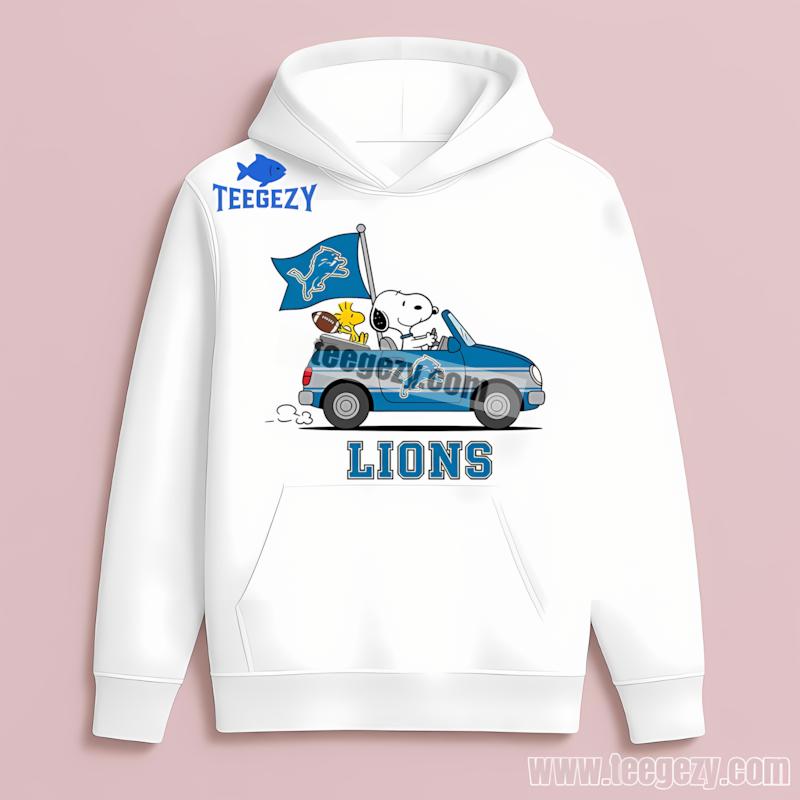 Detroit Lions Snoopy Driving Car Hoodie Detroit Lions Snoopy Driving Car Hoodie