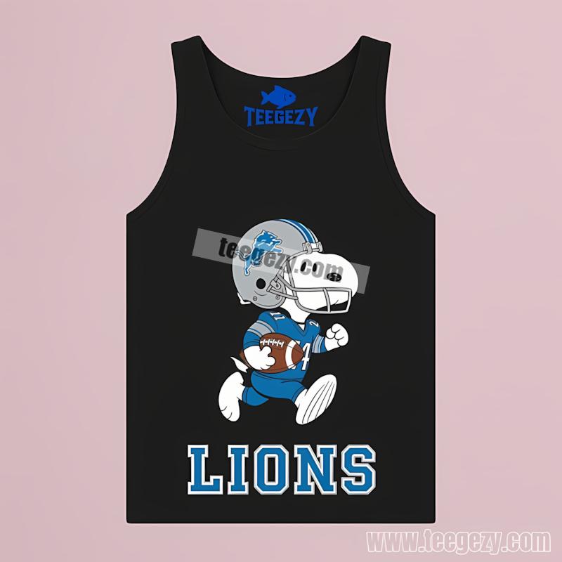 Detroit Lions Snoopy Football Running Mens Tanktop Detroit Lions Snoopy Football Running Mens Tanktop