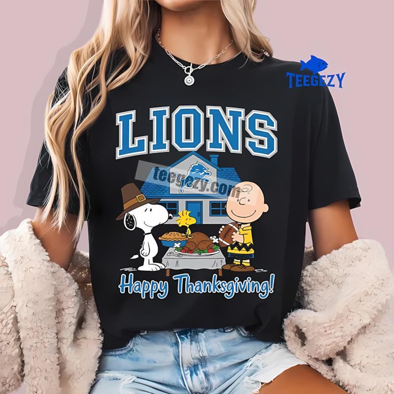 Detroit Lions Snoopy Thanksgiving All Day T-Shirt Detroit Lions Snoopy Thanksgiving All Day T-Shirt