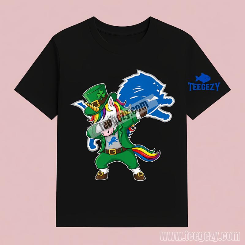 Detroit Lions St Patricks Day Vs Dabbing Unicorn T-Shirt Detroit Lions St Patricks Day Vs Dabbing Unicorn T-Shirt