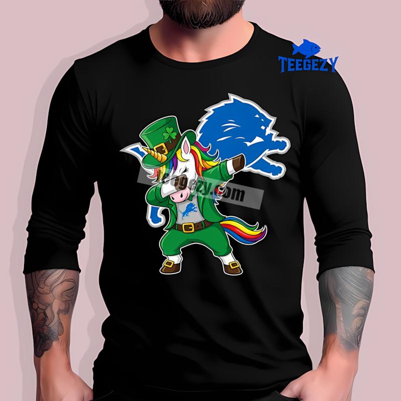 Detroit Lions St Patricks Day Vs Dabbing Unicorn Long Sleeve Detroit Lions St Patricks Day Vs Dabbing Unicorn Long Sleeve