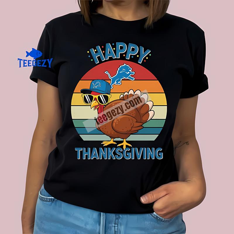 Detroit Lions Thanksgiving Turkey Vintage T-Shirt Detroit Lions Thanksgiving Turkey Vintage T-Shirt