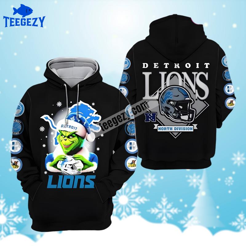 Detroit Lions The Grinch Black Jacket 3D Hoodie Detroit Lions The Grinch Black Jacket 3D Hoodie