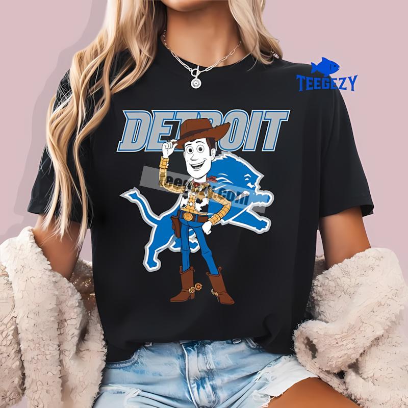 Detroit Lions Woody Toy Story Graphic T-Shirt Detroit Lions Woody Toy Story Graphic T-Shirt