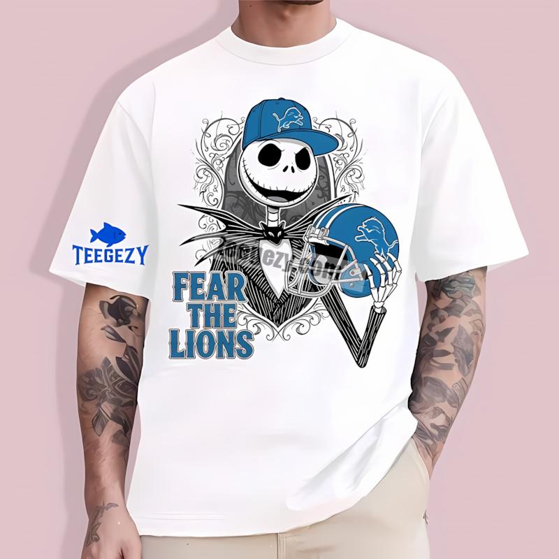 Fear The Detroit Lions Jack Skellington Graphic T-Shirt Fear The Detroit Lions Jack Skellington Graphic T-Shirt