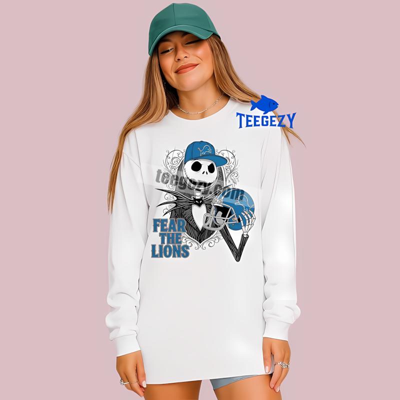 Fear The Detroit Lions Jack Skellington Graphic Long Sleeve Fear The Detroit Lions Jack Skellington Graphic Long Sleeve