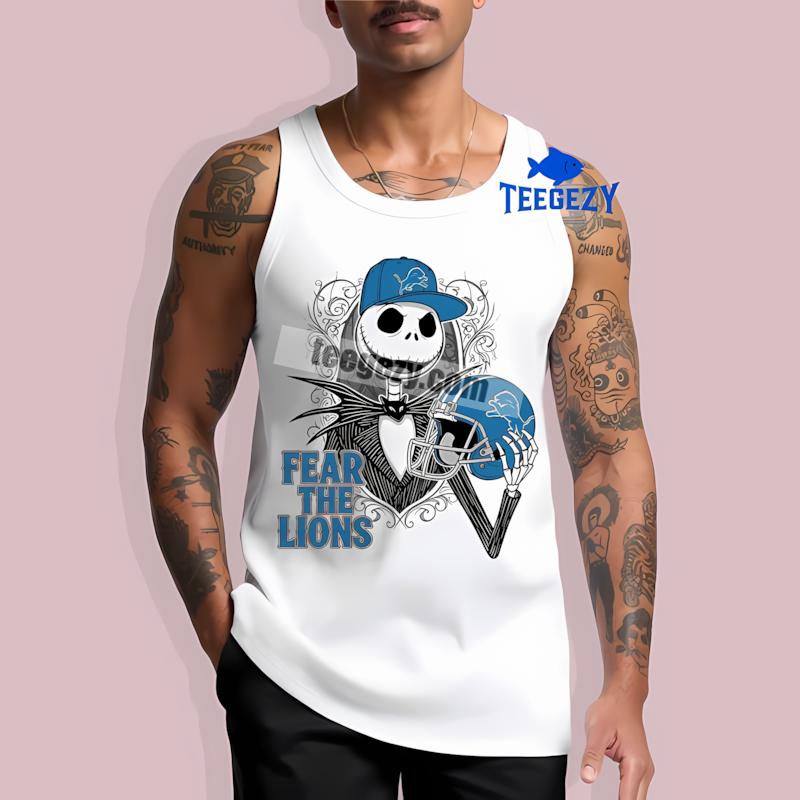 Fear The Detroit Lions Jack Skellington Graphic Tanktop Fear The Detroit Lions Jack Skellington Graphic Tanktop