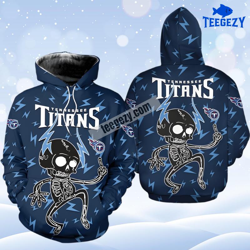 Funny Tennessee Titans Skeleton Dad Mom 3D Hoodie Blue