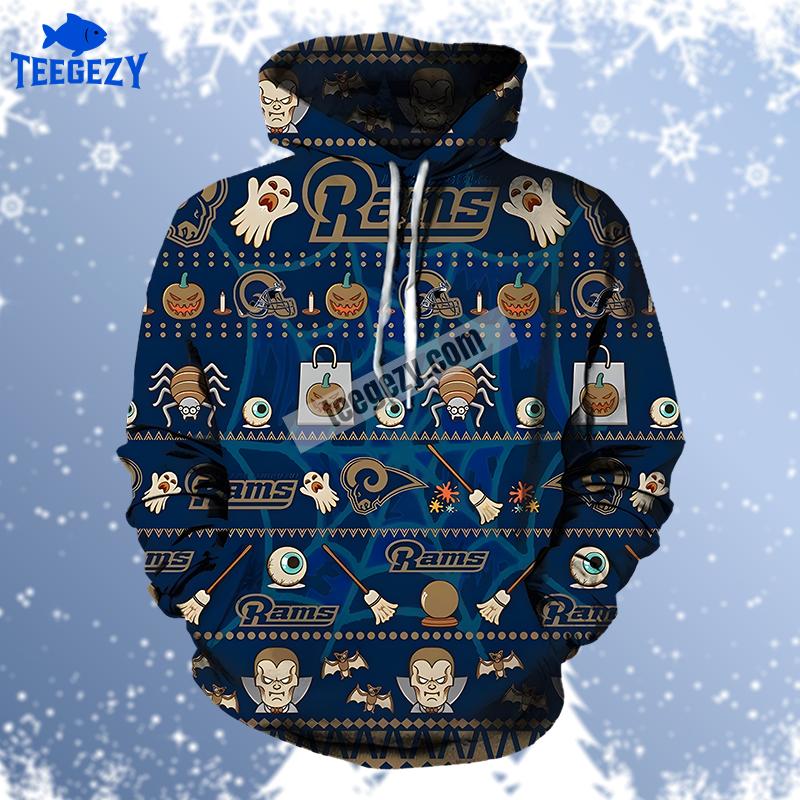 Ghost Pumpkin Halloween Los Angeles Rams Blue Zip Up 3D Hoodie Ghost Pumpkin Halloween Los Angeles Rams Blue Zip Up 3D Hoodie