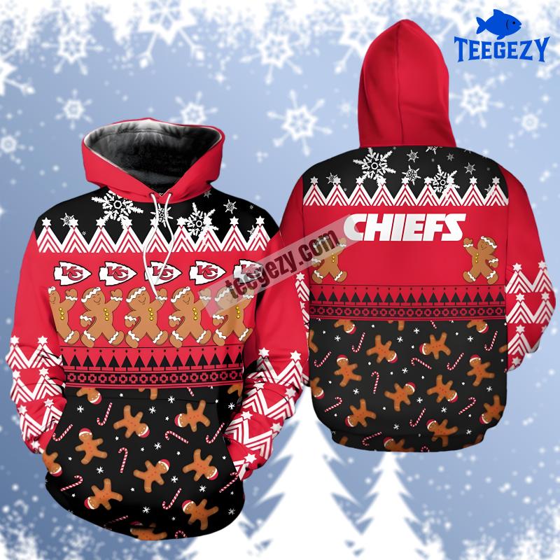 Gingerbread Kansas City Chiefs Black Red Mens 3D Hoodie Gingerbread Kansas City Chiefs Black Red Mens 3D Hoodie