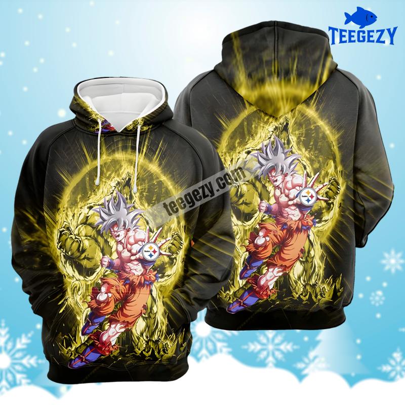 Goku Dragon Pittsburgh Steelers Yellow Grey Printed 3D Hoodie Goku Dragon Pittsburgh Steelers Yellow Grey Printed 3D Hoodie