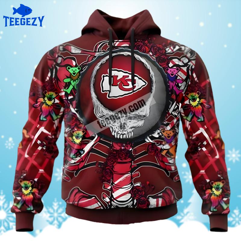 Grateful Dead Kansas City Chiefs Red Pattern 3D Hoodie Grateful Dead Kansas City Chiefs Red Pattern 3D Hoodie