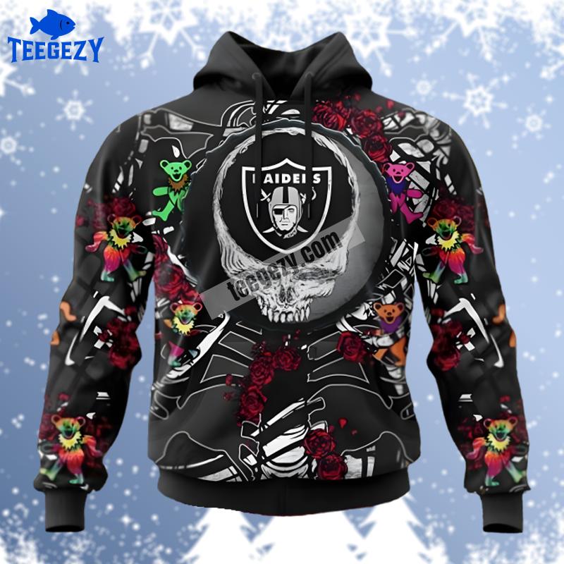 Grateful Dead Las Vegas Raiders Black 3D Hoodie Grateful Dead Las Vegas Raiders Black 3D Hoodie