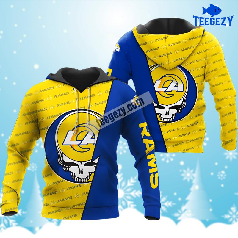Grateful Dead Los Angeles Rams Yellow Blue Pattern 3D Hoodie Grateful Dead Los Angeles Rams Yellow Blue Pattern 3D Hoodie