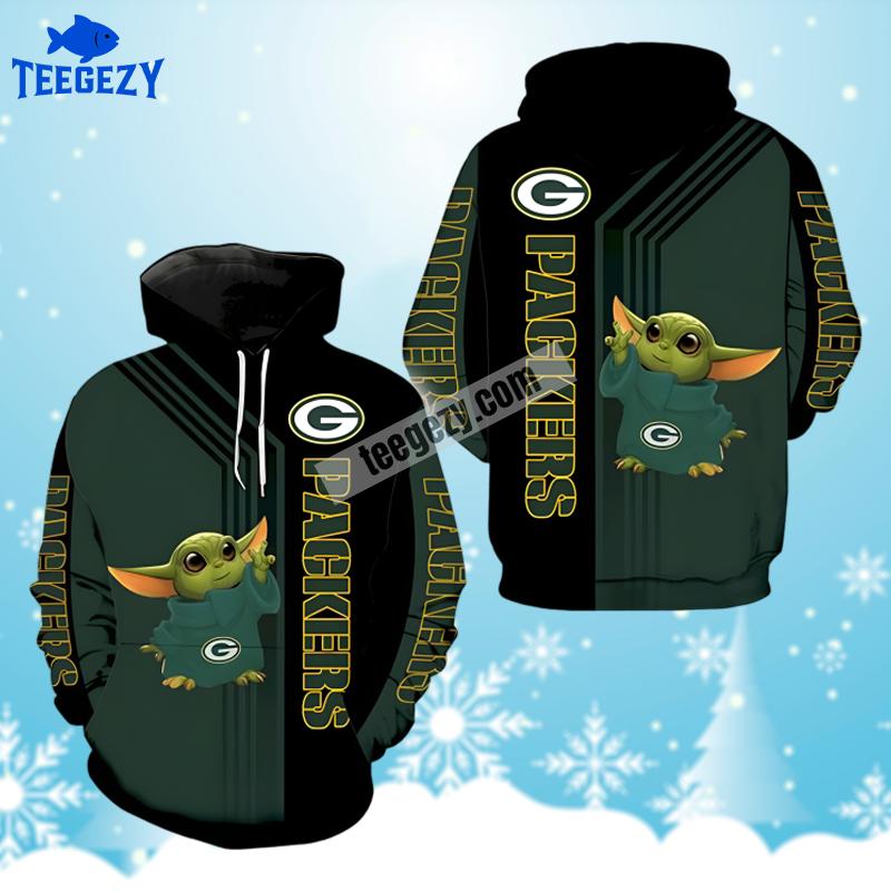 Green Bay Packers Grogu Star Wars Womens 3D Hoodie Yellow Green Green Bay Packers Grogu Star Wars Womens 3D Hoodie Yellow Green