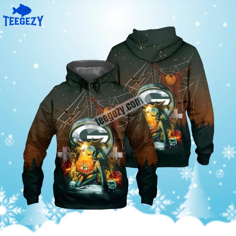 Green Bay Packers Jack Skellington Pumpkin Halloween Black Mens 3D Hoodie Green Bay Packers Jack Skellington Pumpkin Halloween Black Mens 3D Hoodie