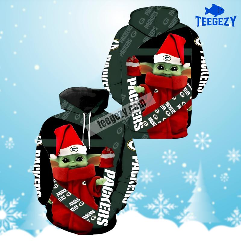 Green Bay Packers Santa Grogu Star Wars Red Green Graphic 3D Hoodie Green Bay Packers Santa Grogu Star Wars Red Green Graphic 3D Hoodie