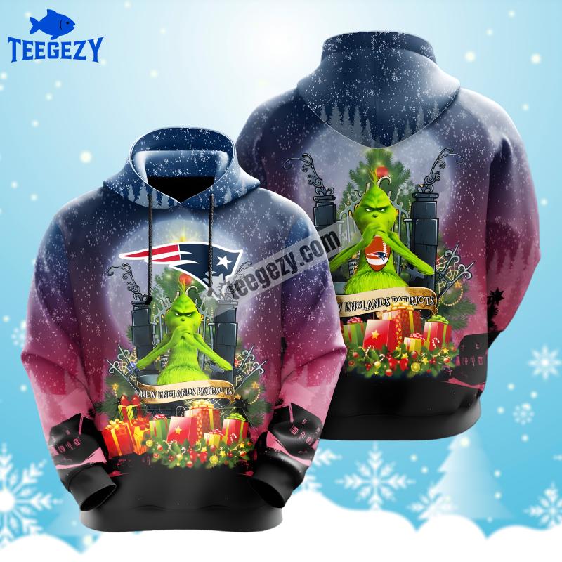 Grinch Christmas New England Patriots Blue Cool 3D Hoodie Grinch Christmas New England Patriots Blue Cool 3D Hoodie