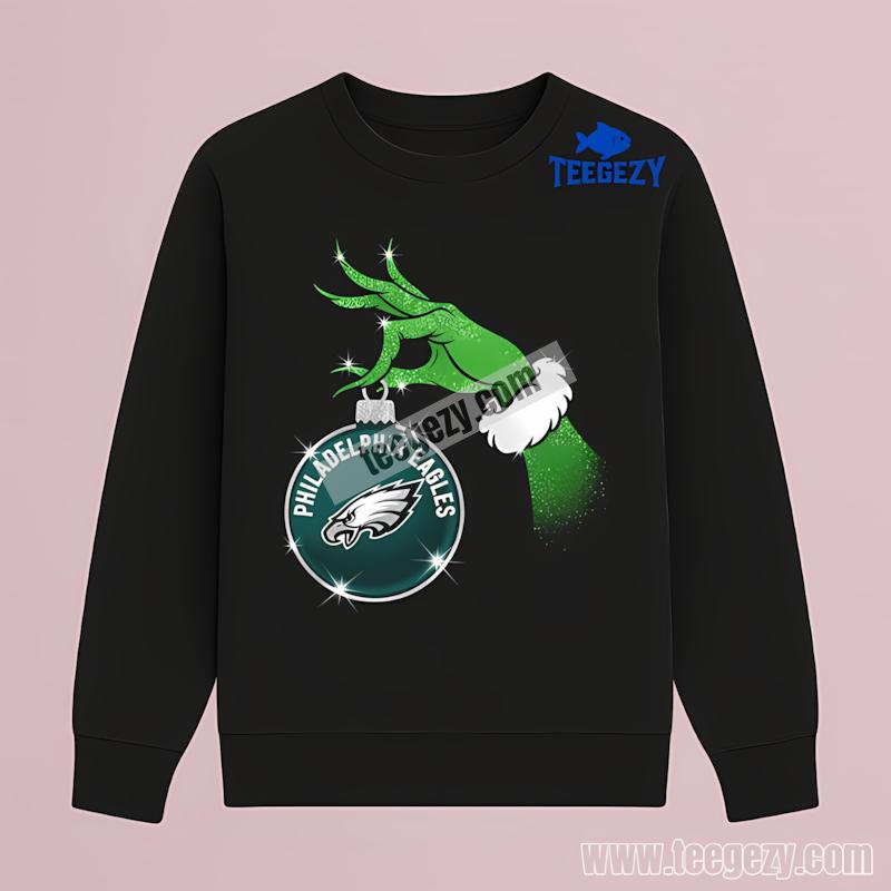 Grinch Hand Holding Philadelphia Eagles Ornament All Day Long Sleeve Grinch Hand Holding Philadelphia Eagles Ornament All Day Long Sleeve