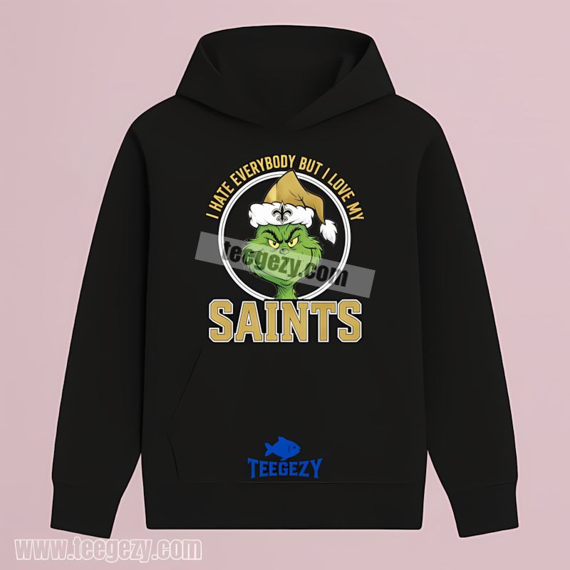 Grinch I Hate Everybody Mens New Orleans Saints Fan Hoodie Grinch I Hate Everybody Mens New Orleans Saints Fan Hoodie