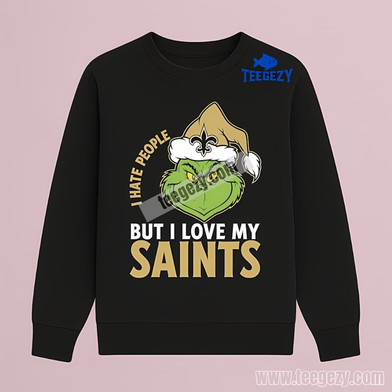 Grinch I Hate People But Love New Orleans Saints Fan Long Sleeve Grinch I Hate People But Love New Orleans Saints Fan Long Sleeve