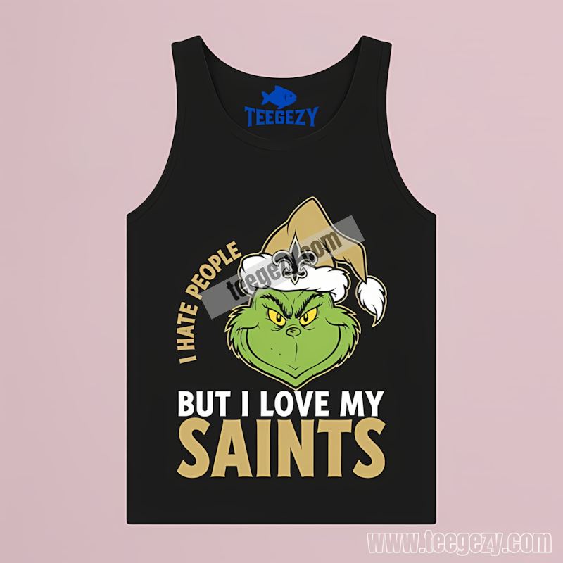 Grinch I Hate People But Love New Orleans Saints Fan Tanktop Grinch I Hate People But Love New Orleans Saints Fan Tanktop
