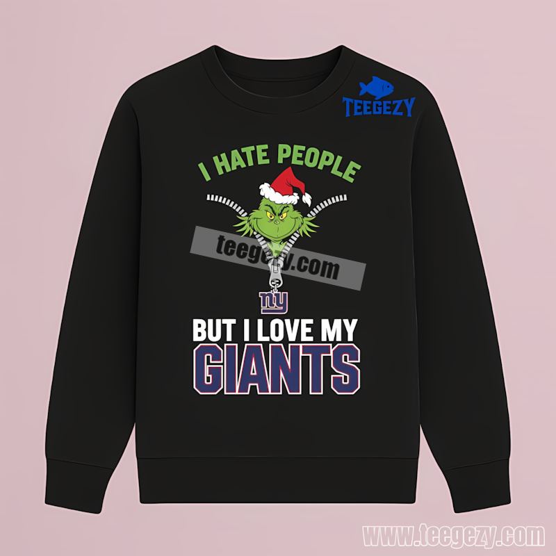 Grinch I Hate People New York Giants Fan Long Sleeve Grinch I Hate People New York Giants Fan Long Sleeve