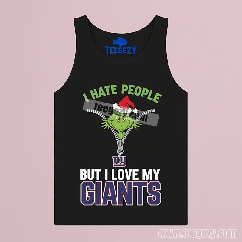Grinch I Hate People New York Giants Fan Tanktop Grinch I Hate People New York Giants Fan Tanktop