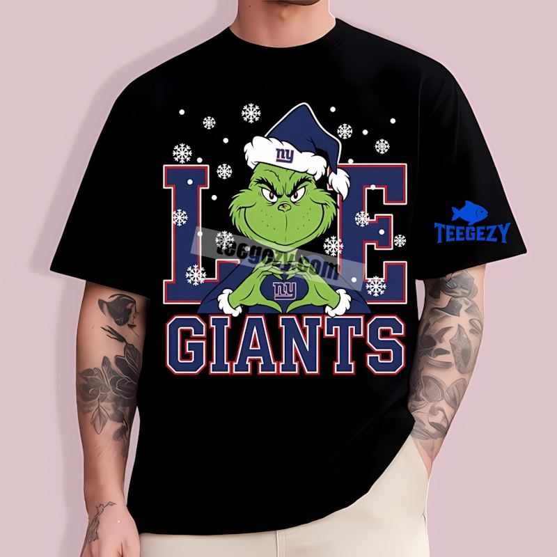 Grinch Love New York Giants Christmas Fan T-Shirt Grinch Love New York Giants Christmas Fan T-Shirt