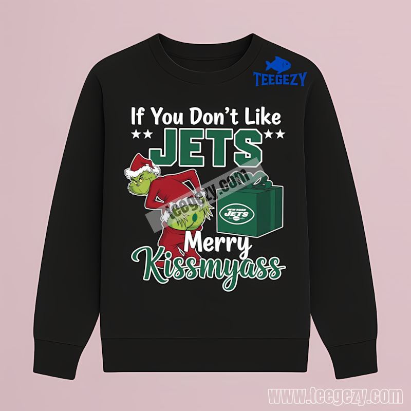 Grinch Merry Kissmyass New York Jets Custom TLong Sleeve Grinch Merry Kissmyass New York Jets Custom TLong Sleeve