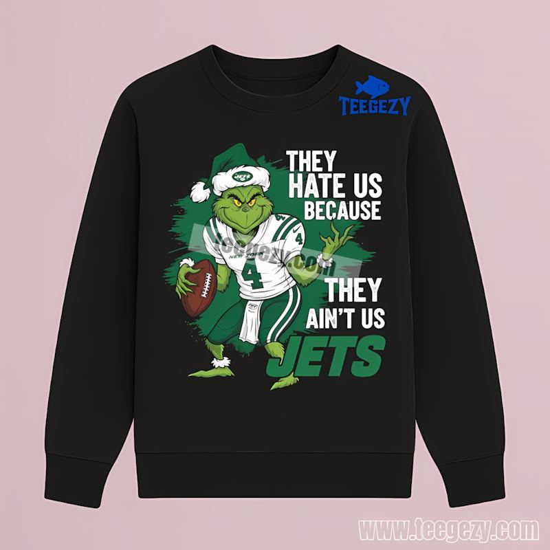Grinch New York Jets They Hate Us Mens Fan Long Sleeve Grinch New York Jets They Hate Us Mens Fan Long Sleeve