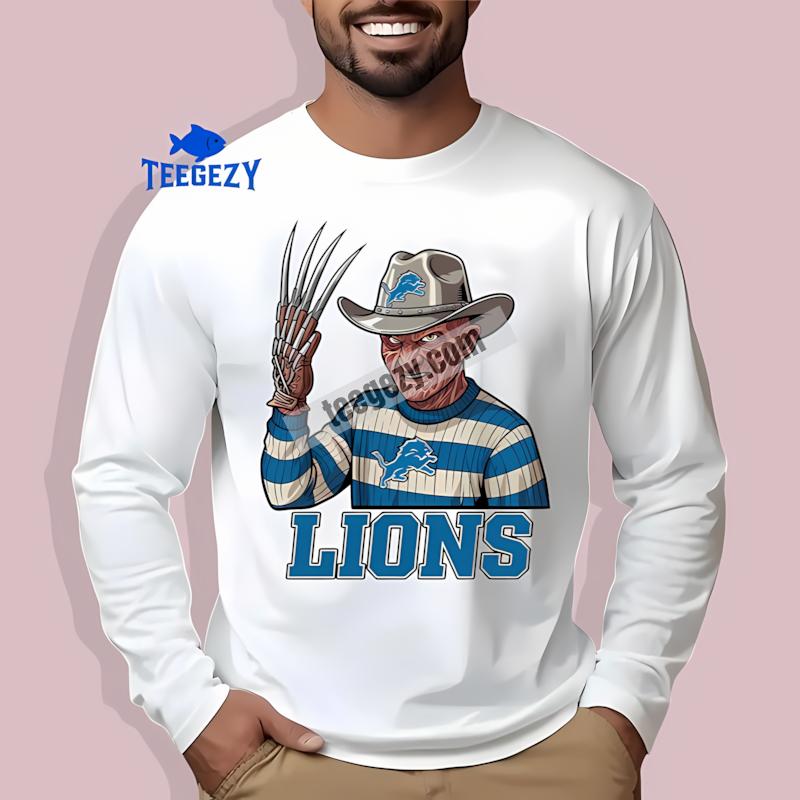 Halloween Detroit Lions Freddy Krueger Funny Long Sleeve Halloween Detroit Lions Freddy Krueger Funny Long Sleeve