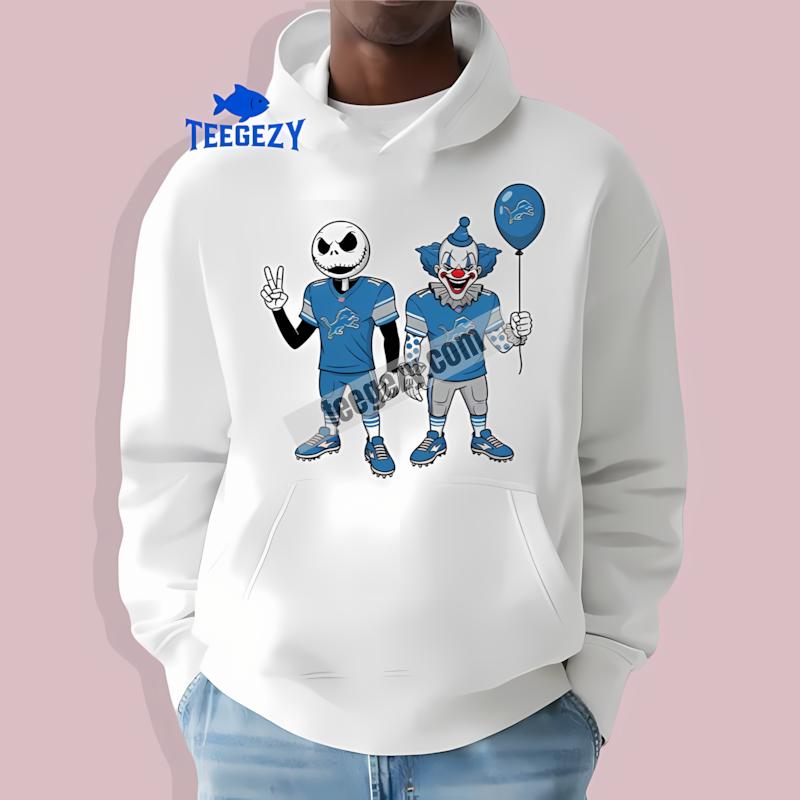 Halloween Detroit Lions Jack Skellington Pennywise Hoodie Halloween Detroit Lions Jack Skellington Pennywise Hoodie