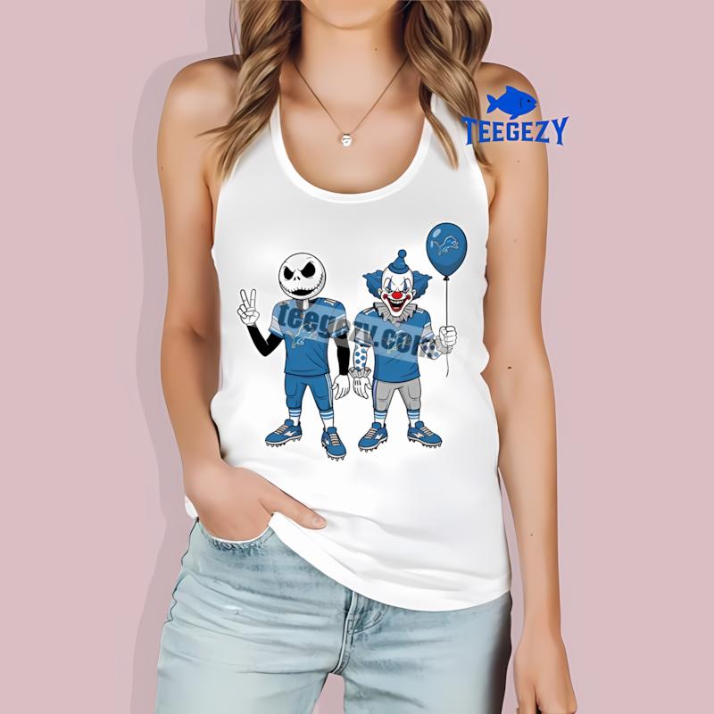 Halloween Detroit Lions Jack Skellington Pennywise Tanktop Halloween Detroit Lions Jack Skellington Pennywise Tanktop