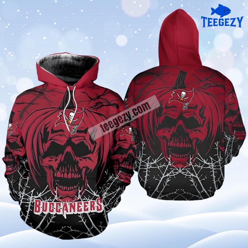 Halloween Pumpkin Skull Tampa Bay Buccaneers Red Black Design 3D Hoodie Halloween Pumpkin Skull Tampa Bay Buccaneers Red Black Design 3D Hoodie