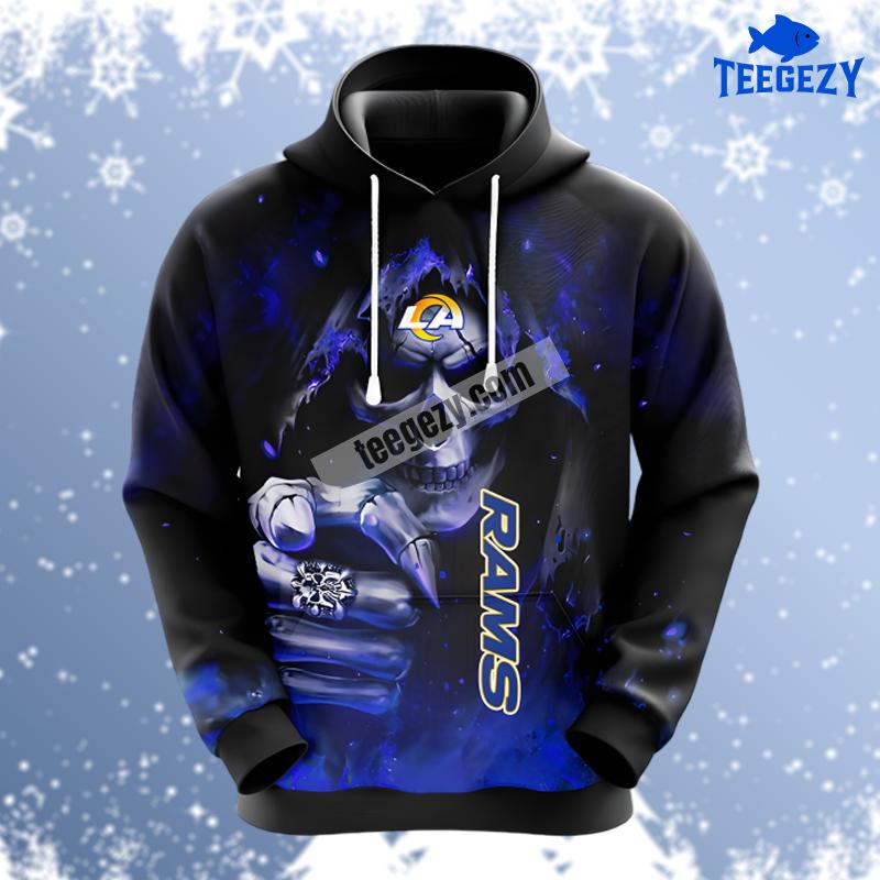 Halloween Skull Los Angeles Rams Blue Black Mens 3D Hoodie Halloween Skull Los Angeles Rams Blue Black Mens 3D Hoodie
