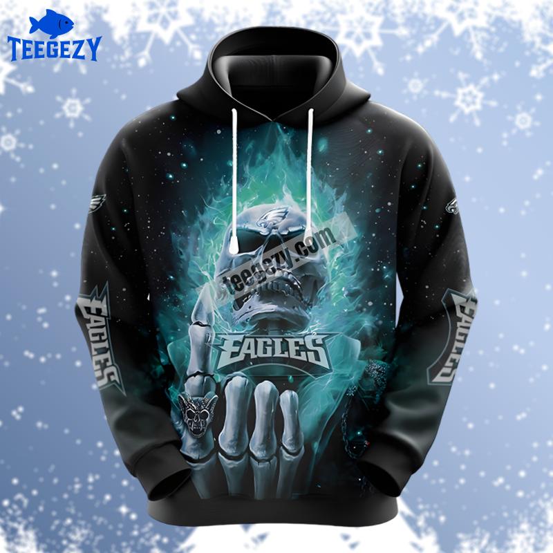 Hot Skull Philadelphia Eagles Blue Black Cool 3D Hoodie Hot Skull Philadelphia Eagles Blue Black Cool 3D Hoodie