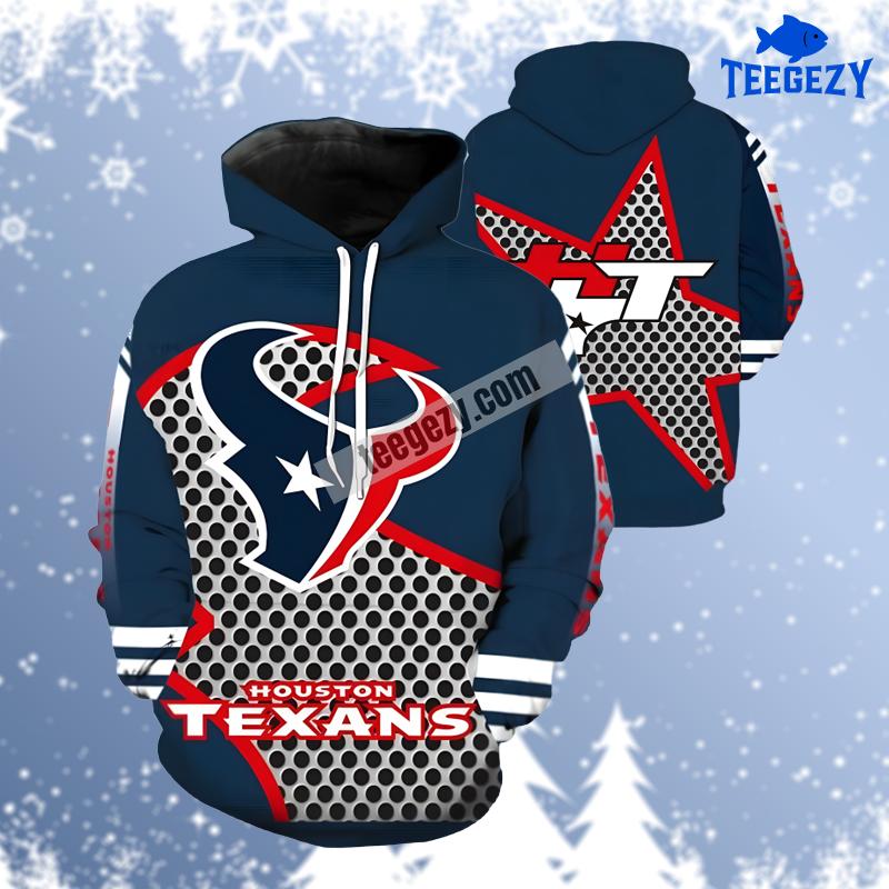 Houston Texans Blue Red Pullover Pattern 3D Hoodie Houston Texans Blue Red Pullover Pattern 3D Hoodie