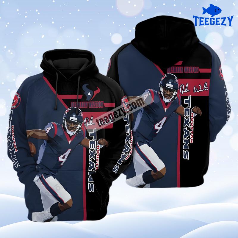 Houston Texans Deshaun Watson Red Blue Jacket 3D Hoodie Houston Texans Deshaun Watson Red Blue Jacket 3D Hoodie