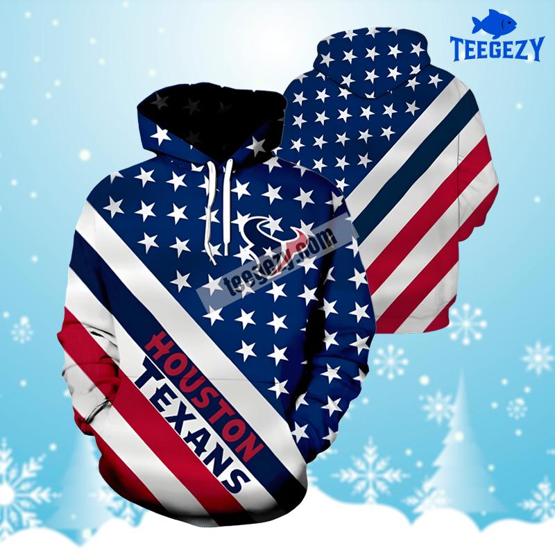 Houston Texans Flag Blue Red Womens 3D Hoodie Houston Texans Flag Blue Red Womens 3D Hoodie