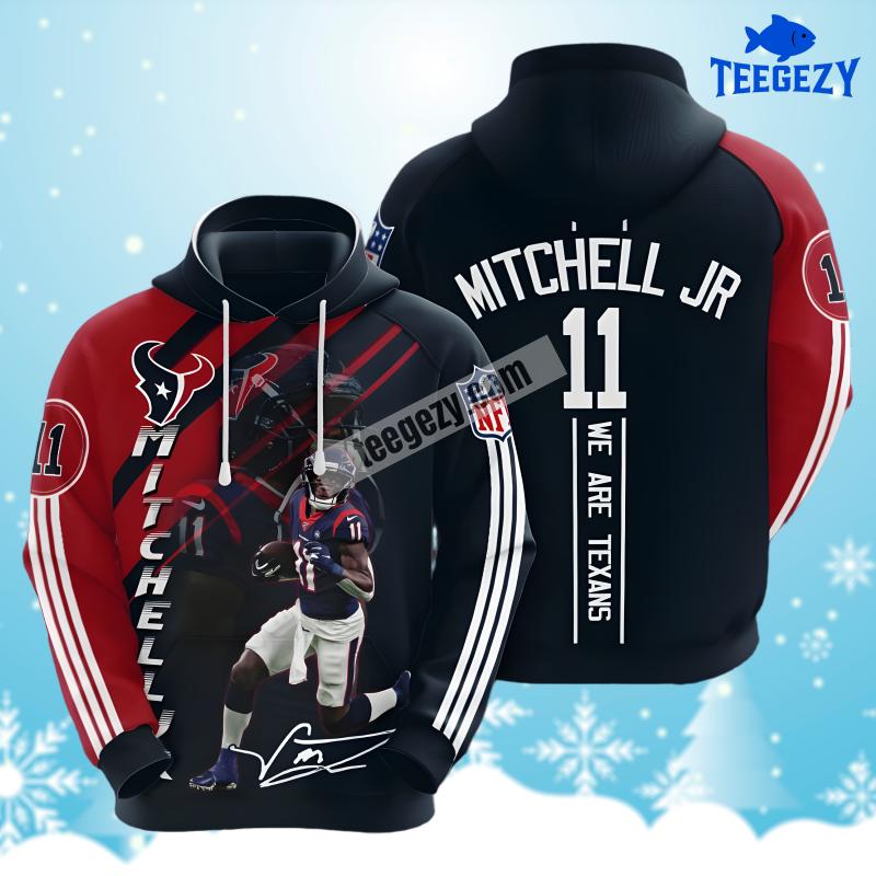 Houston Texans Mitchell Jr Black Red Puff Print 3D Hoodie Houston Texans Mitchell Jr Black Red Puff Print 3D Hoodie