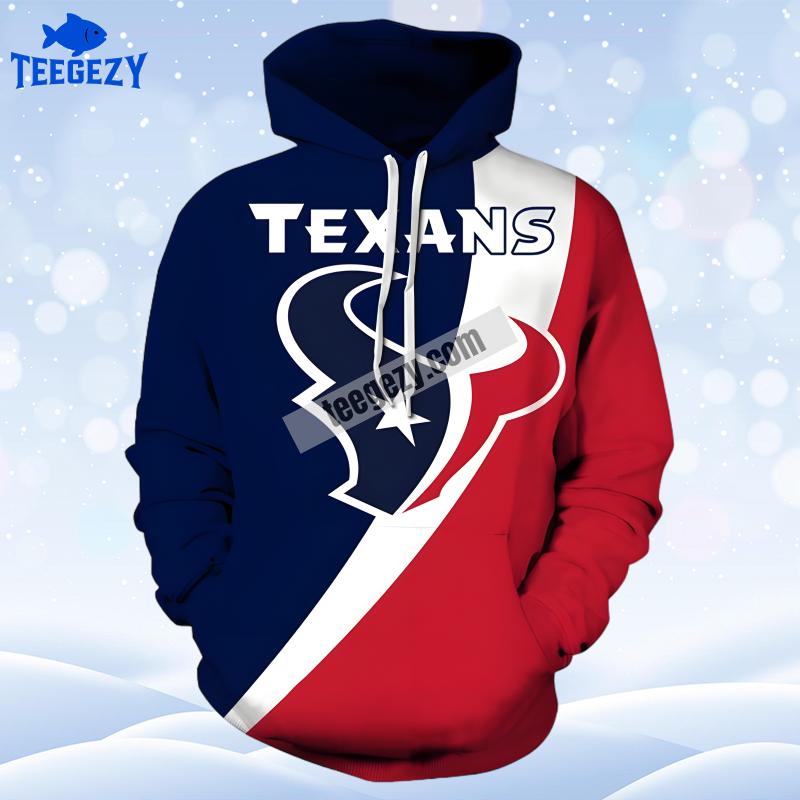 Houston Texans Pullover Red White Zip Up 3D Hoodie Houston Texans Pullover Red White Zip Up 3D Hoodie