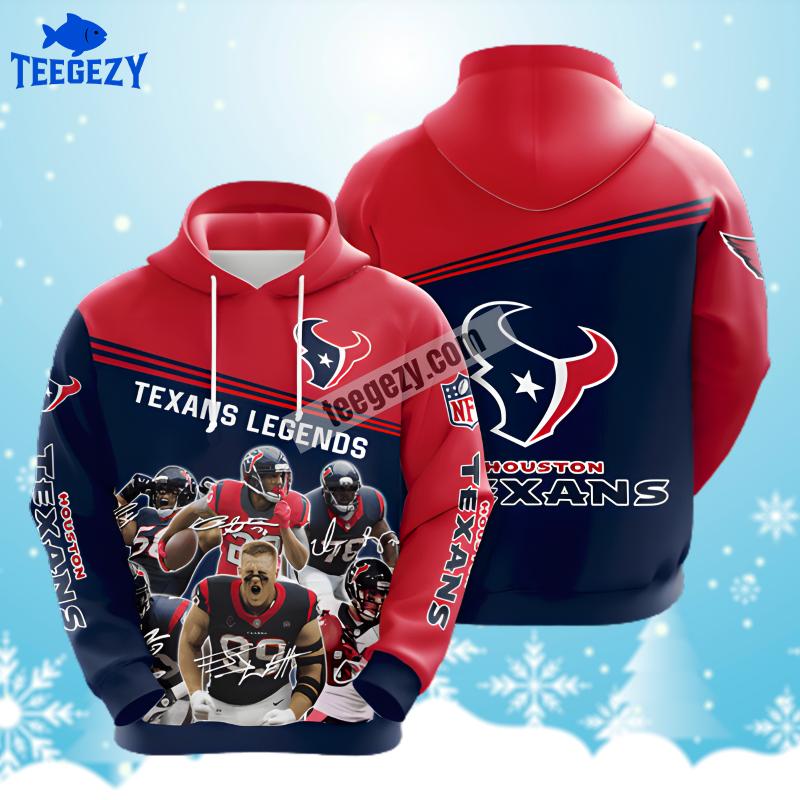 Houston Texans Red Pullover Zip Up 3D Hoodie Houston Texans Red Pullover Zip Up 3D Hoodie