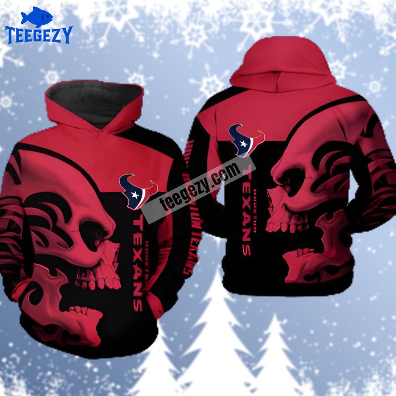 Houston Texans Skull Black Pink Fashion 3D Hoodie Houston Texans Skull Black Pink Fashion 3D Hoodie
