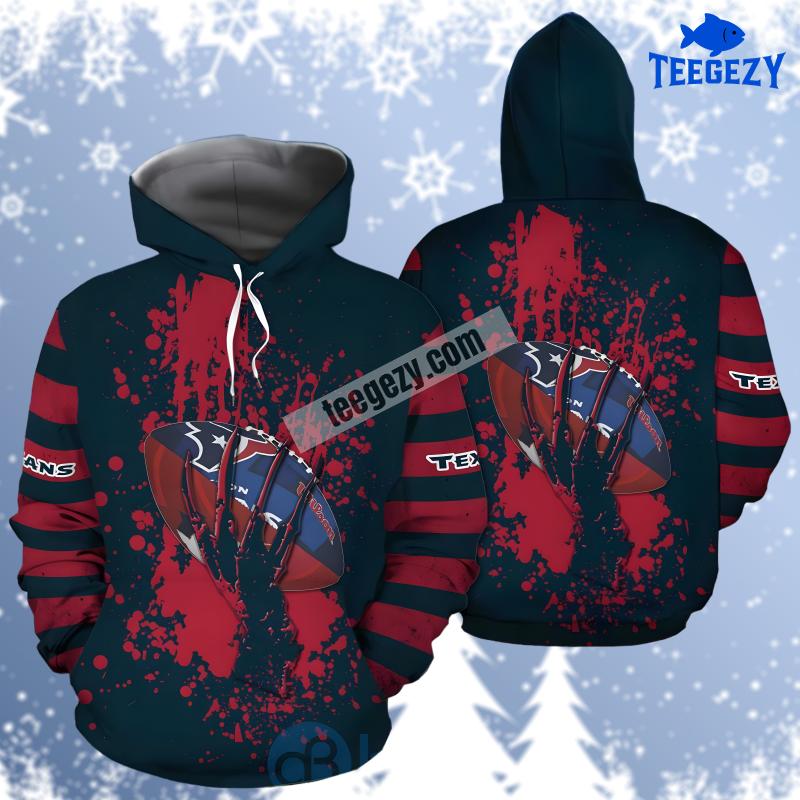 Houston Texans Skull Hand Red Black Unisex 3D Hoodie Houston Texans Skull Hand Red Black Unisex 3D Hoodie